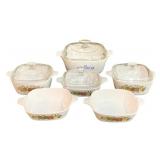 6 Corning Ware Dishes - 4 w/ Lids