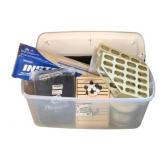 Tote w/ Lid of Assorted Items - 32 x 19 x 30