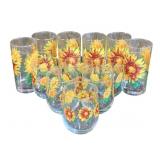 12 Sunflower Glasses - 4.5, 6.5" Tall