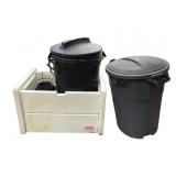 Lot of Assorted Trash Cans & More