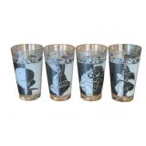 4 Looney Tunes Glasses - 6" Tall