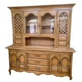 Vintage China Cabinet 2 Piece Hutch