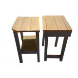 2 Primitive Wood Tables - 16 x 21 x 27
