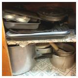 Cabinet Lot of Assorted Pots & Pans