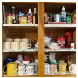 Cabinet Lot of Assorted Mugs & More