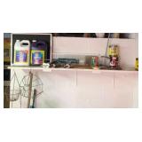Shelf Lot of Assorted Items w/ Hanging Baskets