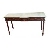 Marble Top Table - As Is/Broken Leg - 20 x 57 x 32