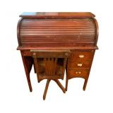Vintage Roll Top Desk w/ Chair