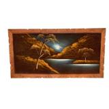 Framed Velvet Painting - 26 x 49.5