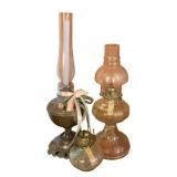 3 Oil Lamps - 20.5", 17", 7" Tall