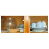 Cabinet Lot of Assorted Dishes & More