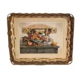 Vintage Woven Wicker Serving Tray - 16 x 13