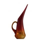 Vintage Amberina Crackle Glass Pitcher - 15" Tall