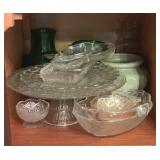Cabinet Lot of Assorted Glass Dishes - Cakestand