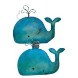 2 Metal Whale Wall Art - 16 x 12