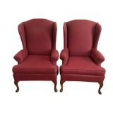 2 Queen Ann Style Wing Back Chairs - 31 x 34 x 45