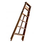 6 Ft Wooden Ladder w/ Pulldown Shelf