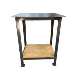 Welded Metal Table w/ Wood Shelf - 31 x 24 x 16