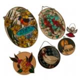 Lot of Small Colored Glass Hangers - 9"