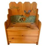 Hand Painted Bench w/ Storage - 38 x 27 x 14
