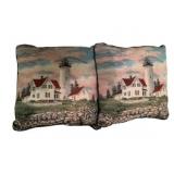2 Lighthouse Decor Pillows - 15 x 15