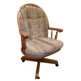 Oak Rolling Desk Chair w/ Cushion