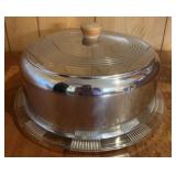 Cake Plate with Aluminum Cake Dome - 7 x 11