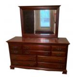 Mahogany 8 Drawer Dresser w/ Mirror - 67 x 62 x 20