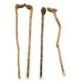 4 Hand Carved Canes - 11 Inches