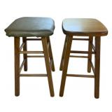 2 Barstools - 1 w/ Cushion - 24 x 13 x 13