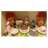 Shelf Lof of Assorted Asian Decor