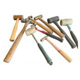 Lot of 9 Mallets and Ball Peen Hammers