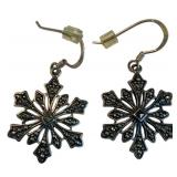 Sterling Silver 925 Stamped Snowflake Earrings