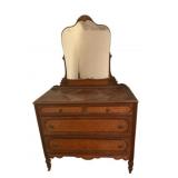 Depression Style 3 Drawer Dresser w/ Mirror