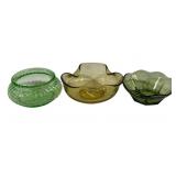 3 Colored Glass Dishes