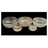 5 Glass Bowls w/ Metal Rim