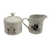 2 Oneida Creamer & Sugar Set - 4" Tall