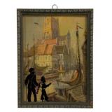 Vintage Framed Sillhoutte Print - 6.75 x 8.75