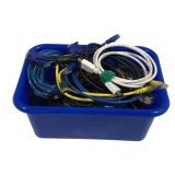 Plastic Tote Full of Electrical Cables/Cords