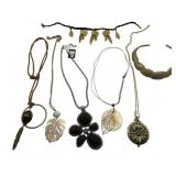 7 Assorted Necklaces - Sunflower, Leaves, Feathers