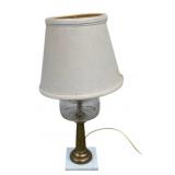 Vintage Glass Table Lamp w/ Marble Base - 17"