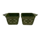 2 Temptations Green Square Ramekins w/ Handle