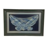 Blue Crocheted Framed Butterfly - 20.5 x 14