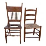 2 Antique Chairs - 41 x 17 x 16, 36 x 19 x 14