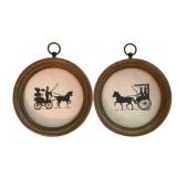 2 Framed Prints - 6" round