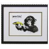 Chimp w Banana Gun by Basquait