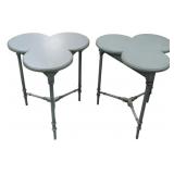Pair Alden Home Spa Blue Cloverleaf Tables