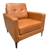 Espresso Leather Arm Chair, Stiletto Leg