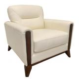 Leather Arm Chair w/ Mahogany Accents