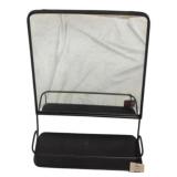 Black Metal Wall Mirror w/ Shelf